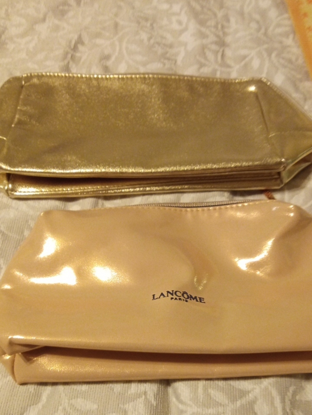 Lancome Gold and Champagne Cosmetic Pouch Duo